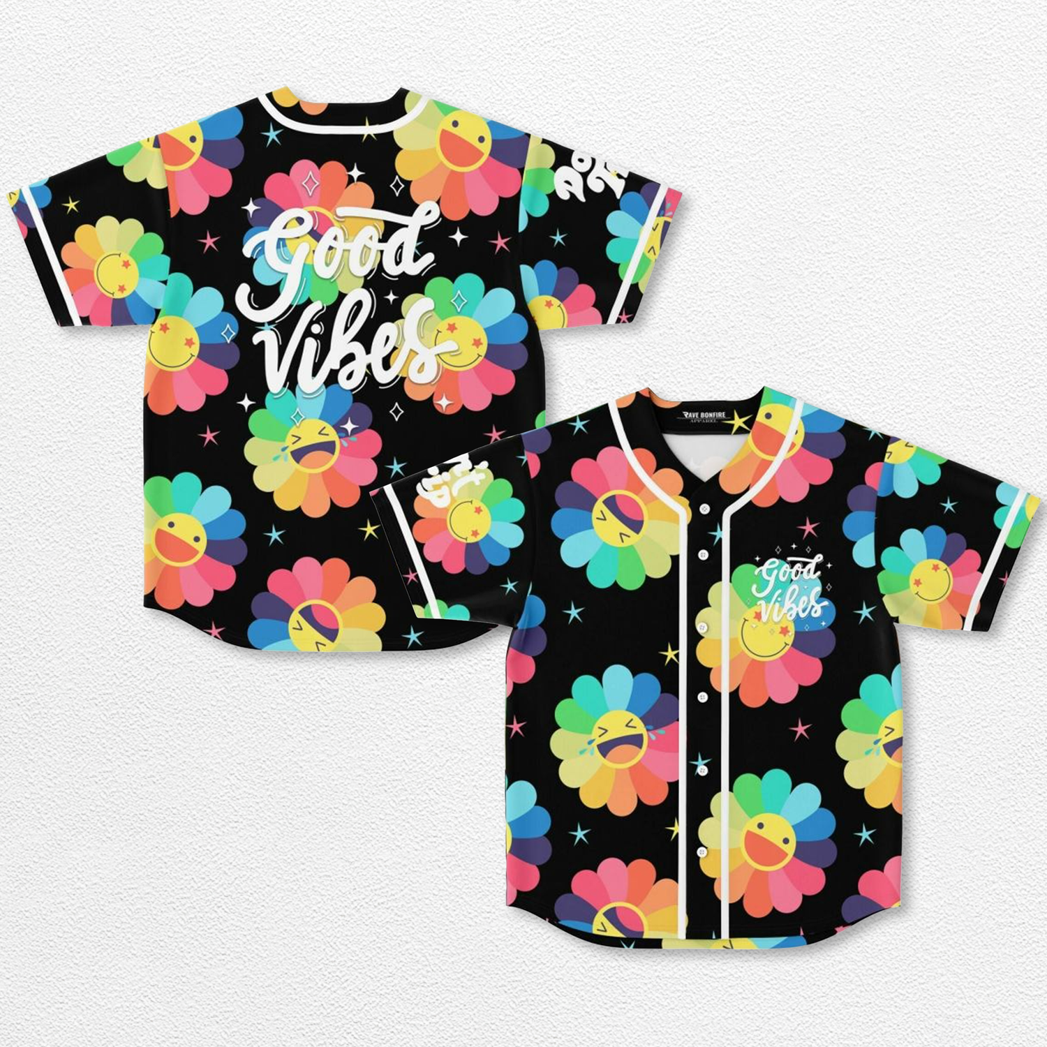 Good Vibes In My Mind Baseball Jersey EDM Festival Family Gift, Unisex Breathable Men's Jersey, 420 Lover Graphic Shirt, Gift For Jersey Fan EDM Electronics Music