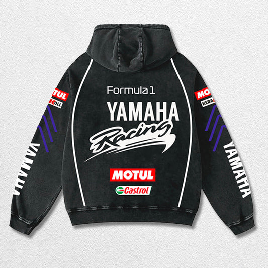 Retro Camel Yamaha Racing Washed Hoodie Formula 1 World Champion Enthusiast Apparel Streetwear Racing Team Super Motorsports Clothing Riders Motocross Off-Road Dirt Bike Fan Gear Cotton For Moto Fan
