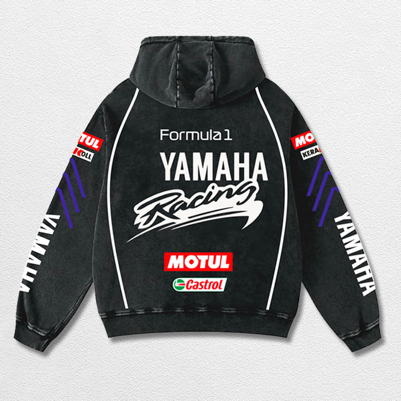 Retro Camel Yamaha Racing Washed Hoodie Formula 1 World Champion Enthusiast Apparel Streetwear Racing Team Super Motorsports Clothing Riders Motocross Off-Road Dirt Bike Fan Gear Cotton For Moto Fan