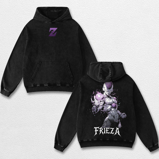 Retro Friera - Dragon Ball Z Oversize Lightweight Acid Washed Hoodie Sweatshirt Tee, Anime Graphic Design Unisex Top Cotton Streetwear Shirt Clothes