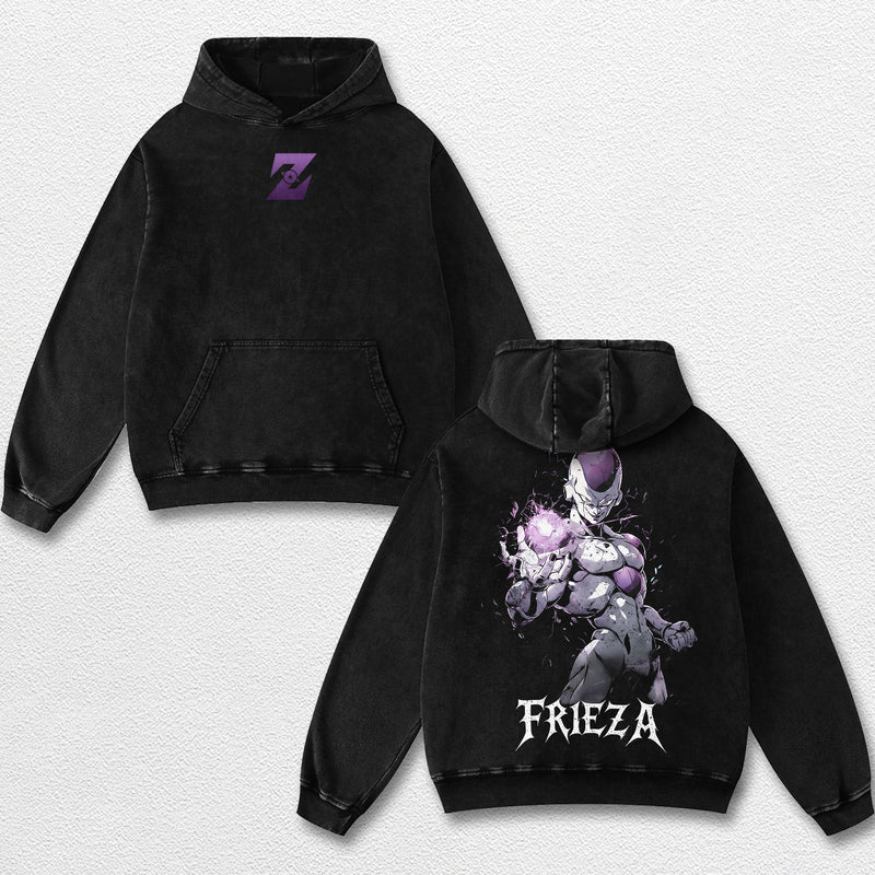 Retro Friera - Dragon Ball Z Oversize Lightweight Acid Washed Hoodie Sweatshirt Tee, Anime Graphic Design Unisex Top Cotton Streetwear Shirt Clothes