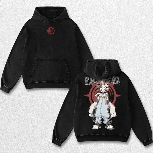Retro Dear Santa - Gachiakuta Oversize Lightweight Acid Washed Hoodie Sweatshirt Tee, Anime Graphic Design Unisex Top Cotton Streetwear Shirt Clothes