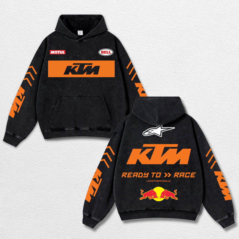 Retro Bell Helmets Redbull KTM Racing Washed Hoodie MotoGP World Champion Enthusiast Apparel Streetwear Racing Team Super Motorsports Clothing Riders Motocross Off-Road Dirt Bike Fan Gear Cotton For Moto Fan (Copy) (Copy)