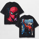 Spider Man Hero Comic Double Printed Oversize Lightweight Acid Washed Tee, Character Marrvel Comics TV Series Graphic Design Unisex Top Cotton Streetwear T-Shirt Clothes Menswear