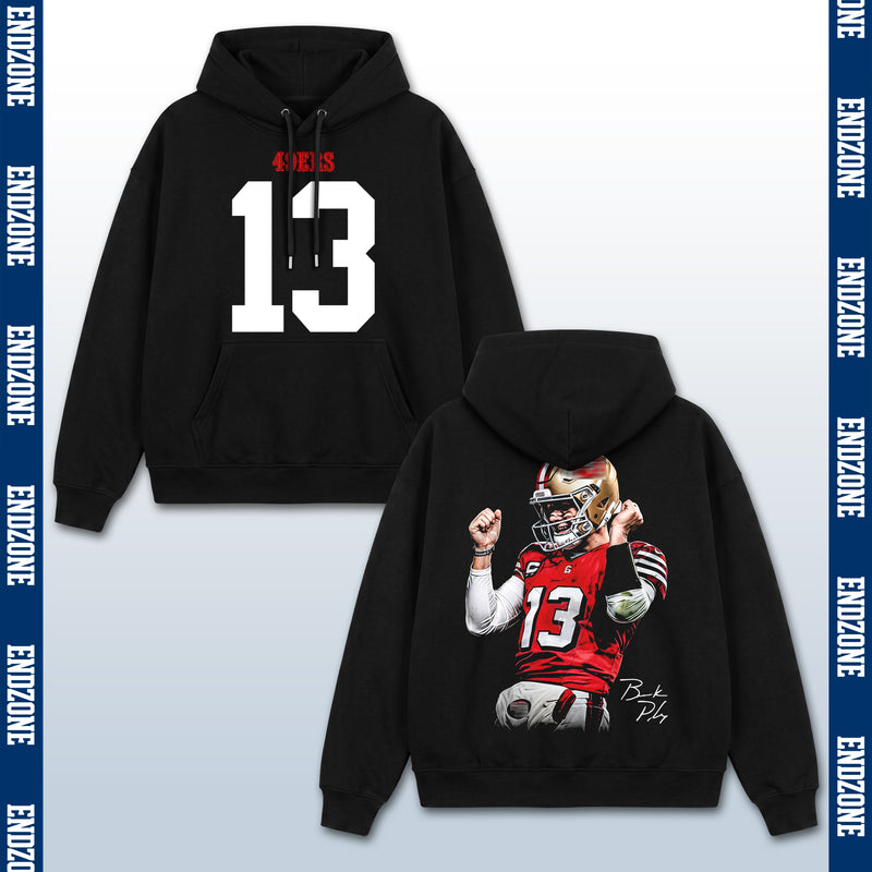 Brock Purdy San Francisco 49ers #13 Vintage Graphic Hoodie Sweatshirt T-Shirt, NFL Football Season Apparel, B. Purdy BP13 QB1 Legend Retro Streetwear Tee, San Francisco Football Fan Gift