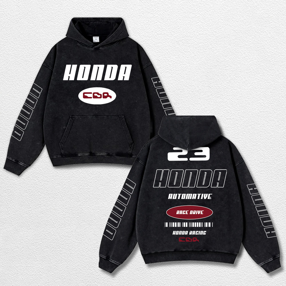 Retro Honda CBR Racing Washed Hoodie MotoGP World Champion Enthusiast Apparel Streetwear Racing Team Super Motorsports Clothing Riders Motocross Off-Road Dirt Bike Fan Gear Cotton For Moto Fan