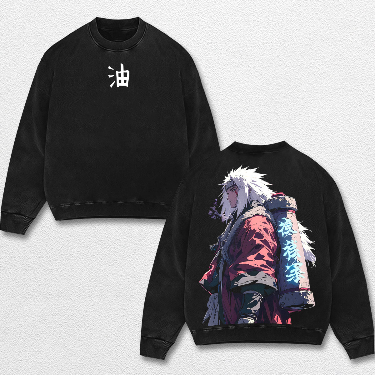 Retro Jiraiya Legendary - Naruto Oversize Lightweight Acid Washed Hoodie Sweatshirt Tee, Anime Graphic Design Unisex Top Cotton Streetwear Shirt Clothes