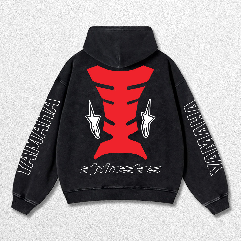 Retro Alpinestars Yamaha Racing Washed Hoodie MotoGP World Champion Enthusiast Apparel Streetwear Racing Team Super Motorsports Clothing Riders Motocross Off-Road Dirt Bike Fan Gear Cotton For Moto Fan (Copy)