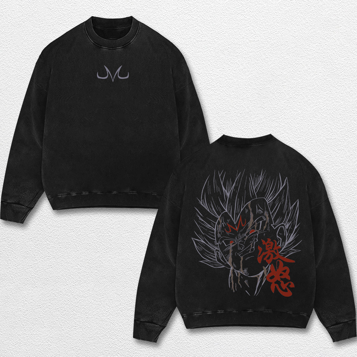 Retro Majin Vegeta - Dragon Ball Z Oversize Lightweight Acid Washed Hoodie Sweatshirt Tee, Anime Graphic Design Unisex Top Cotton Streetwear Shirt Clothes