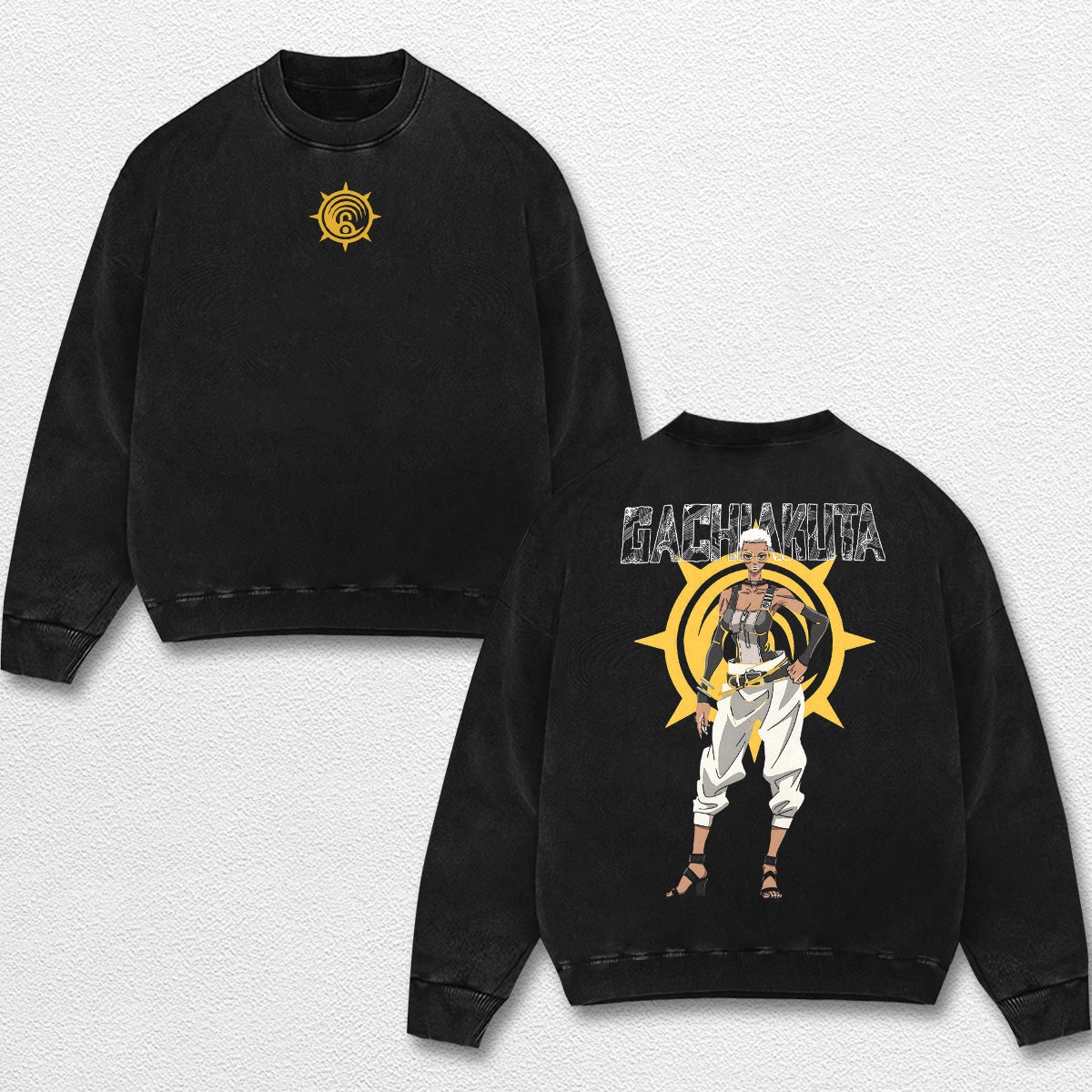 Retro Semiu Grier - Gachiakuta Oversize Lightweight Acid Washed Hoodie Sweatshirt Tee, Anime Graphic Design Unisex Top Cotton Streetwear Shirt Clothes