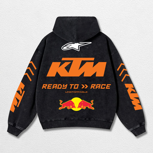 Retro Bell Helmets Redbull KTM Racing Washed Hoodie MotoGP World Champion Enthusiast Apparel Streetwear Racing Team Super Motorsports Clothing Riders Motocross Off-Road Dirt Bike Fan Gear Cotton For Moto Fan (Copy) (Copy)