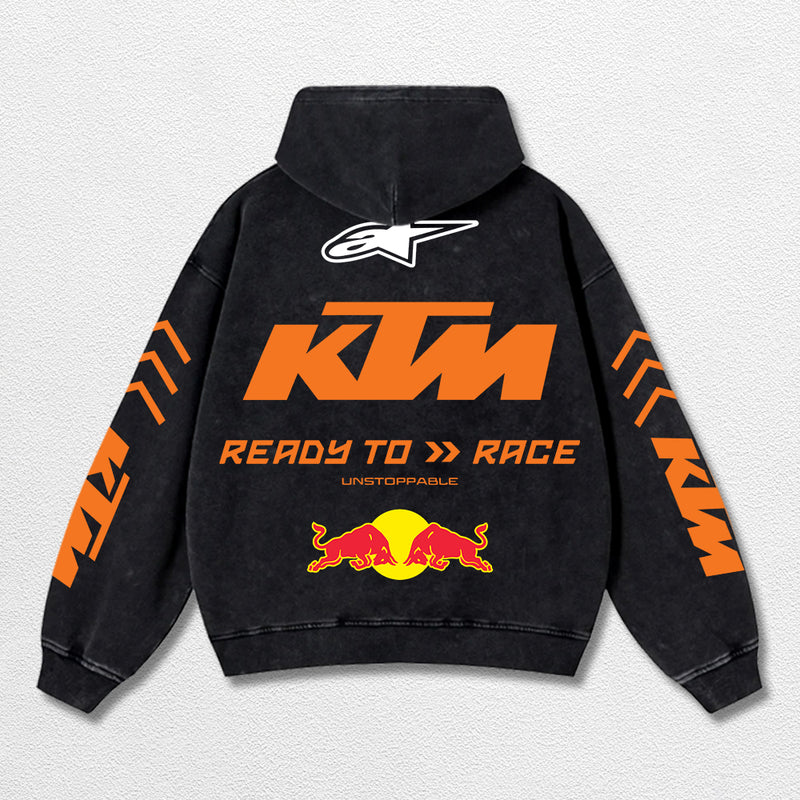 Retro Bell Helmets Redbull KTM Racing Washed Hoodie MotoGP World Champion Enthusiast Apparel Streetwear Racing Team Super Motorsports Clothing Riders Motocross Off-Road Dirt Bike Fan Gear Cotton For Moto Fan (Copy) (Copy)