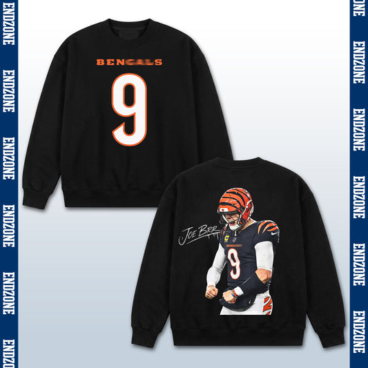 Joe Burrow Cincinnati Bengals #9 Flex Celebration Vintage Graphic Hoodie Sweatshirt T-Shirt, NFL Football Season Apparel, J. Burrow JB9 Joey B Legend Retro Streetwear Tee, Cincinnati Football Fan Gift