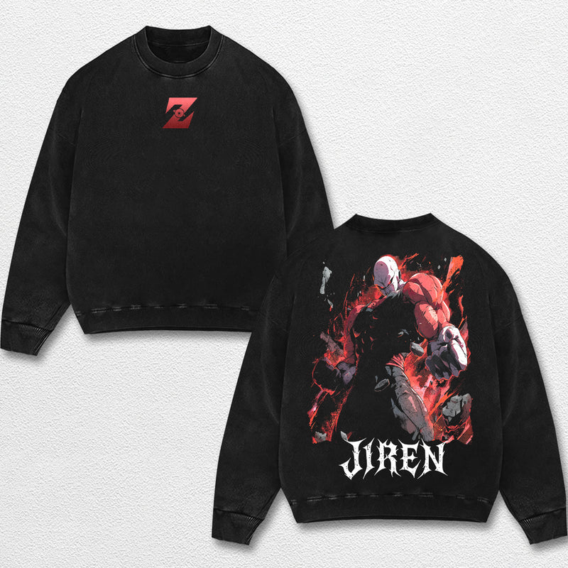 Retro Jiren - Dragon Ball Z Oversize Lightweight Acid Washed Hoodie Sweatshirt Tee, Anime Graphic Design Unisex Top Cotton Streetwear Shirt Clothes