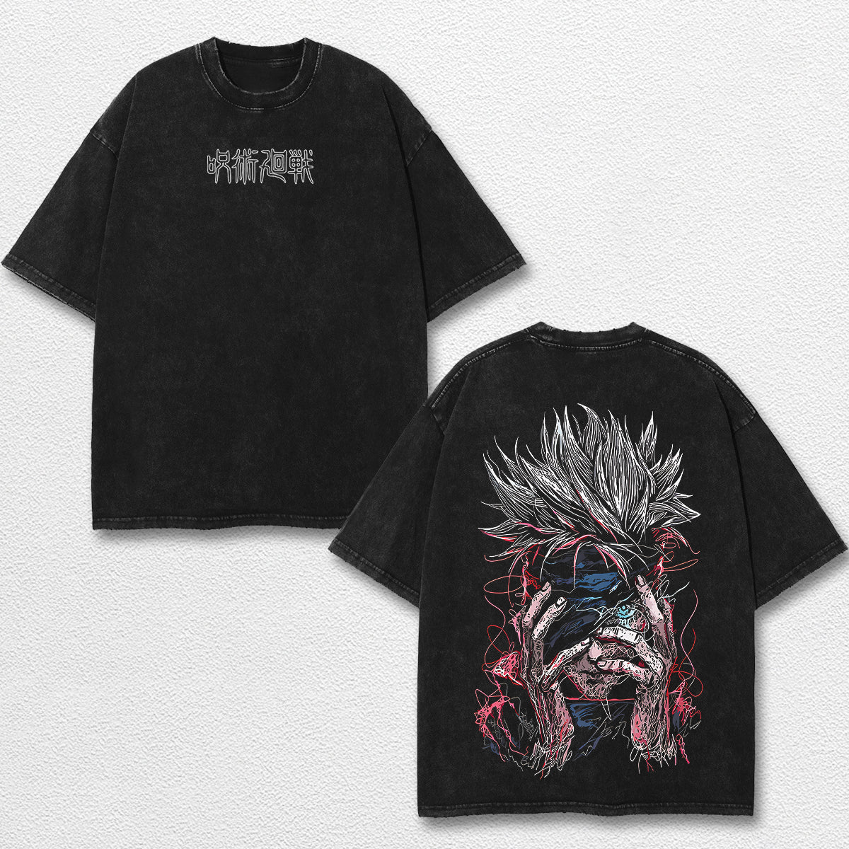 Retro Satoru Gojo - Jujutsu Kaisen Oversize Lightweight Acid Washed Hoodie Sweatshirt Tee, Anime Graphic Design Unisex Top Cotton Streetwear Shirt Clothes