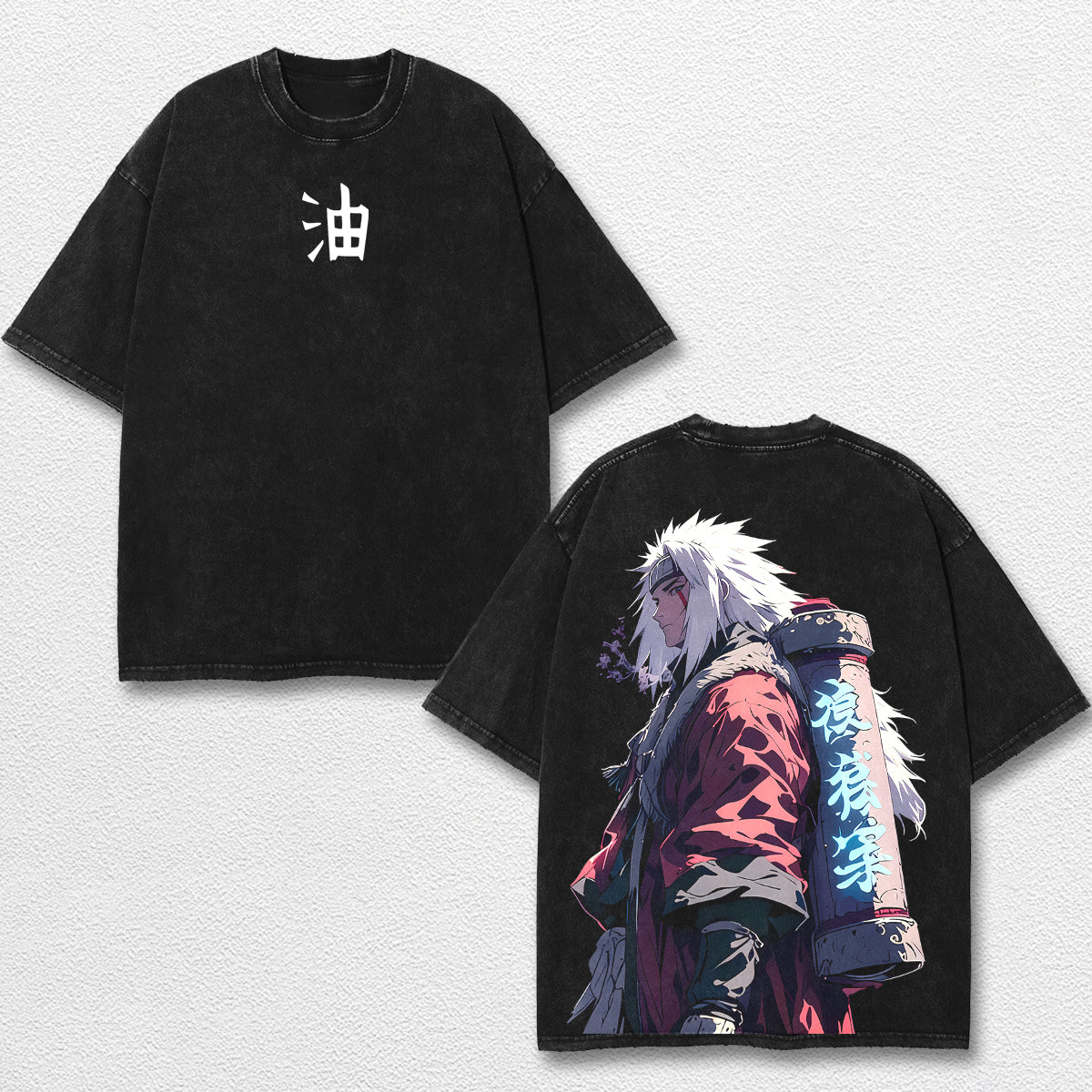 Retro Jiraiya Legendary - Naruto Oversize Lightweight Acid Washed Hoodie Sweatshirt Tee, Anime Graphic Design Unisex Top Cotton Streetwear Shirt Clothes