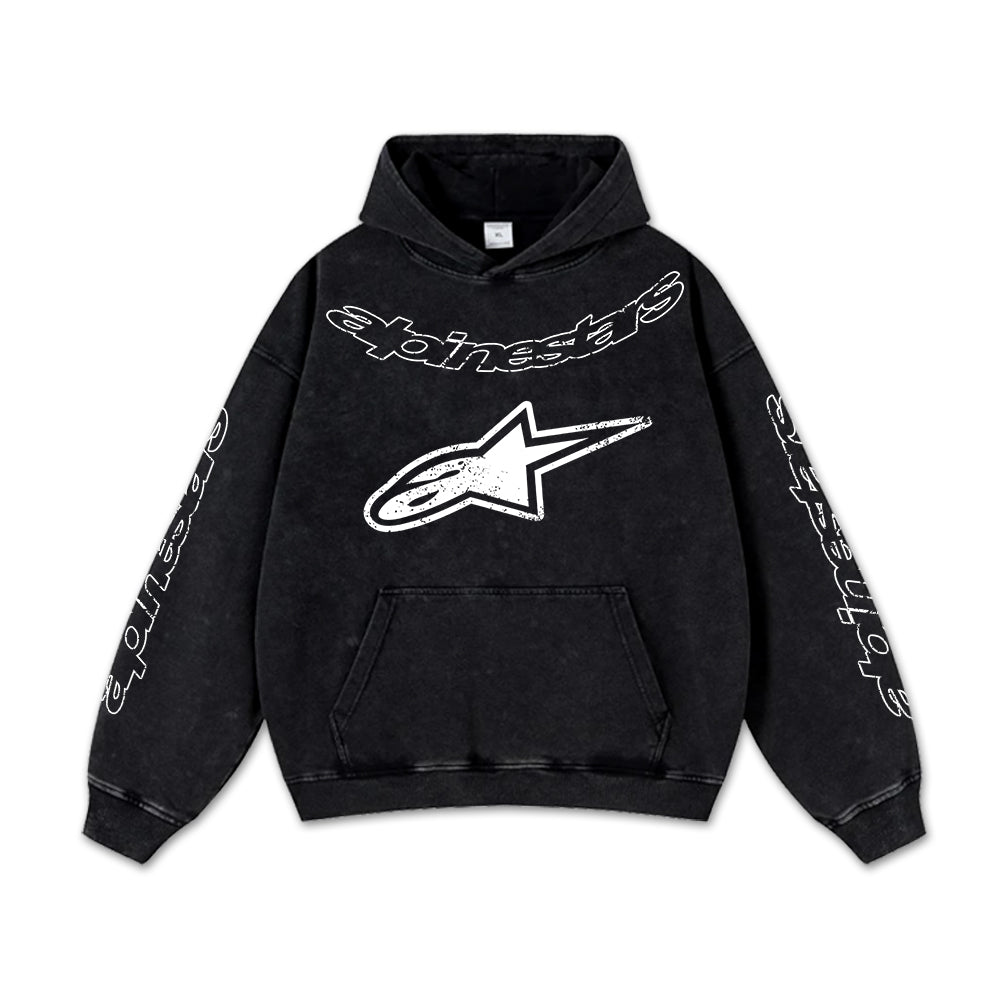 Retro Alpinestars Dirty 1993 Racing Washed Hoodie MotoGP World Champion Enthusiast Apparel Streetwear Racing Team Super Motorsports Clothing Riders Motocross Off-Road Dirt Bike Fan Gear Cotton For Moto Fan