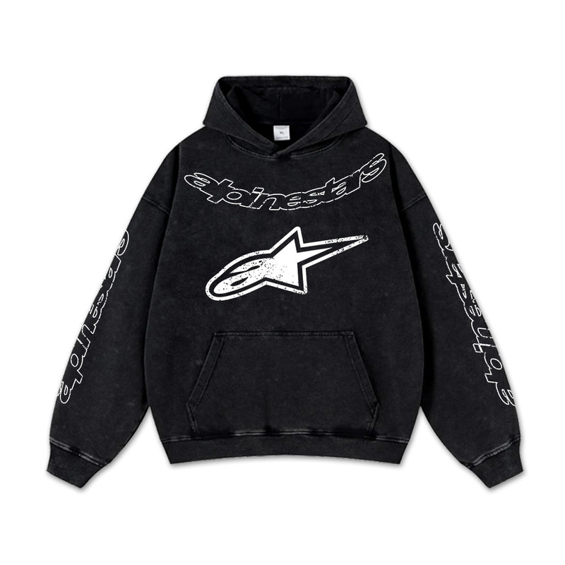 Retro Alpinestars Dirty 1993 Racing Washed Hoodie MotoGP World Champion Enthusiast Apparel Streetwear Racing Team Super Motorsports Clothing Riders Motocross Off-Road Dirt Bike Fan Gear Cotton For Moto Fan