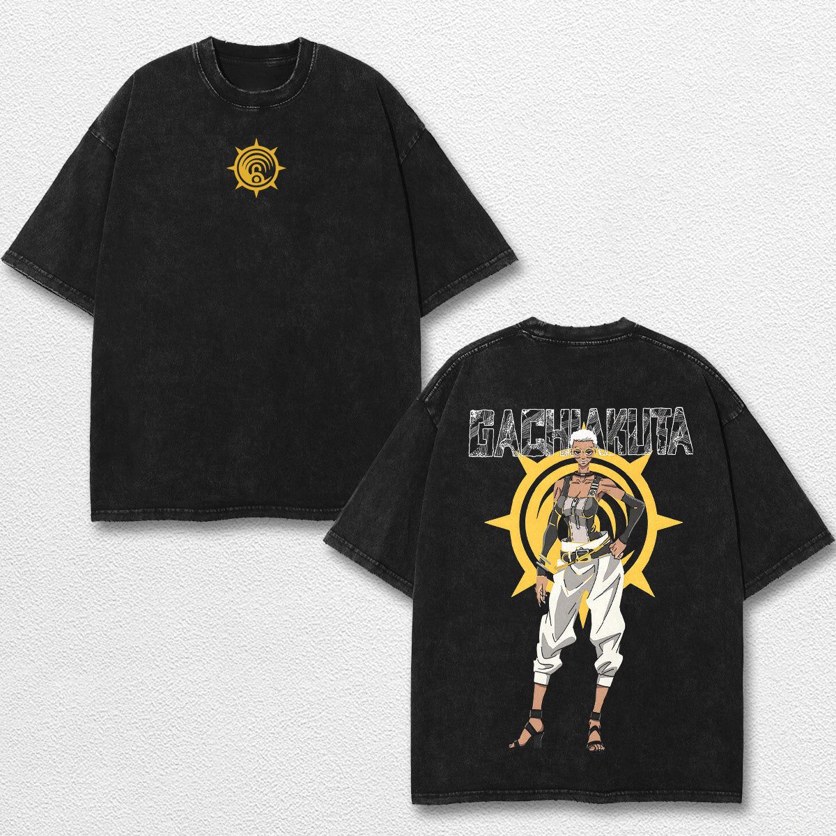 Retro Semiu Grier - Gachiakuta Oversize Lightweight Acid Washed Hoodie Sweatshirt Tee, Anime Graphic Design Unisex Top Cotton Streetwear Shirt Clothes