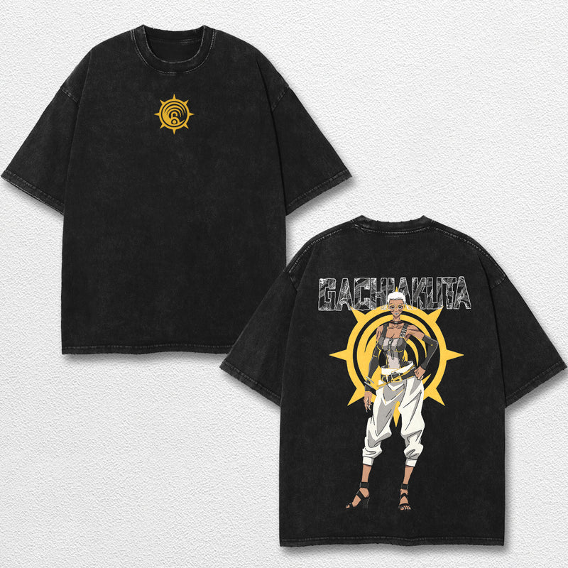 Retro Semiu Grier - Gachiakuta Oversize Lightweight Acid Washed Hoodie Sweatshirt Tee, Anime Graphic Design Unisex Top Cotton Streetwear Shirt Clothes