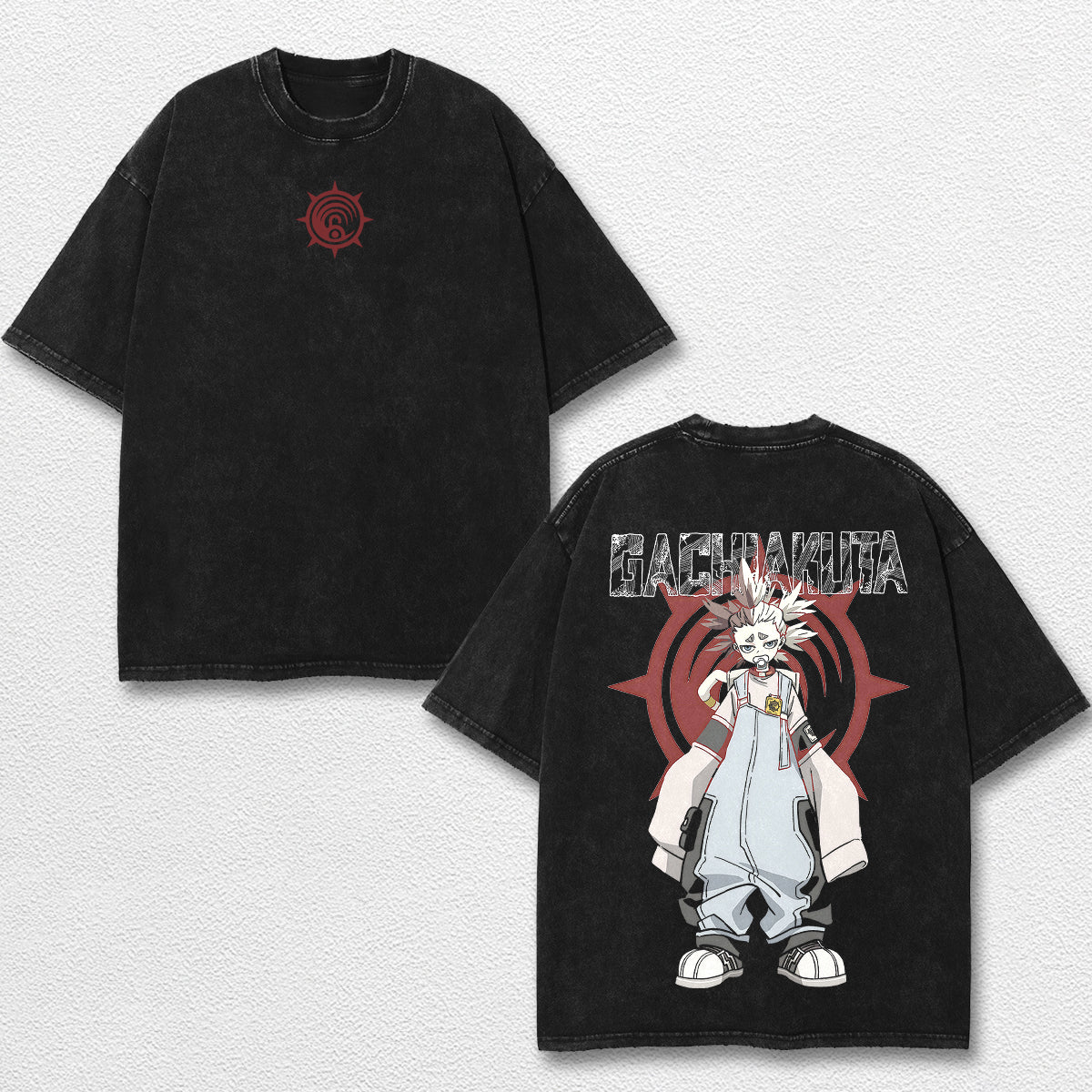 Retro Dear Santa - Gachiakuta Oversize Lightweight Acid Washed Hoodie Sweatshirt Tee, Anime Graphic Design Unisex Top Cotton Streetwear Shirt Clothes