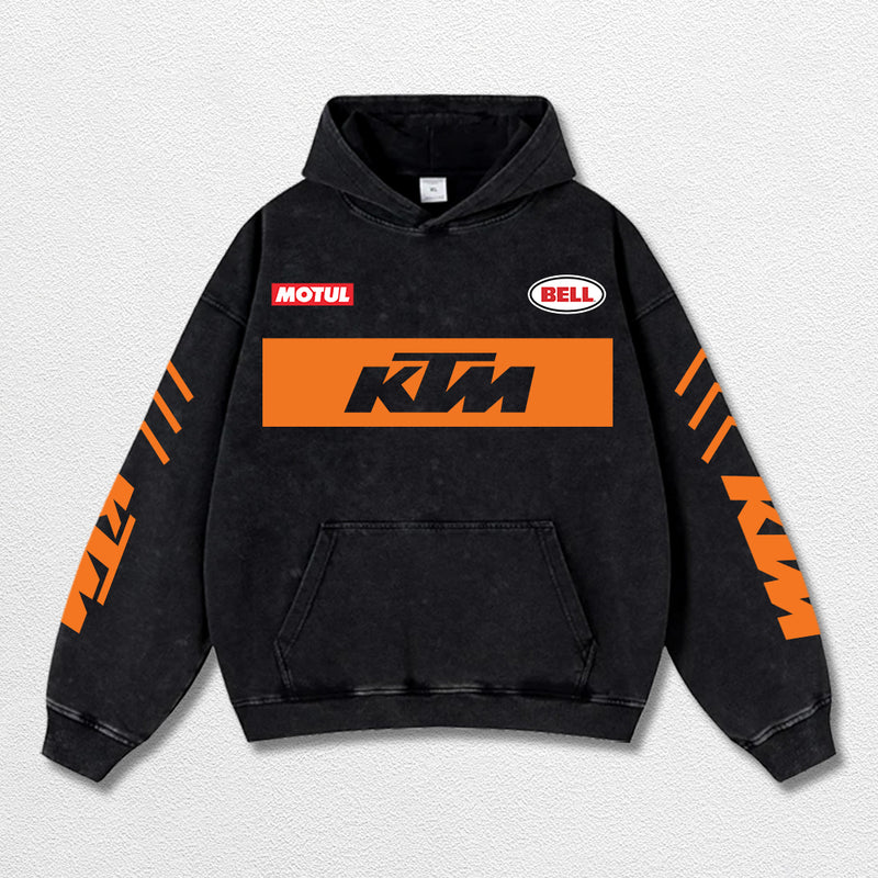 Retro Bell Helmets Redbull KTM Racing Washed Hoodie MotoGP World Champion Enthusiast Apparel Streetwear Racing Team Super Motorsports Clothing Riders Motocross Off-Road Dirt Bike Fan Gear Cotton For Moto Fan (Copy) (Copy)