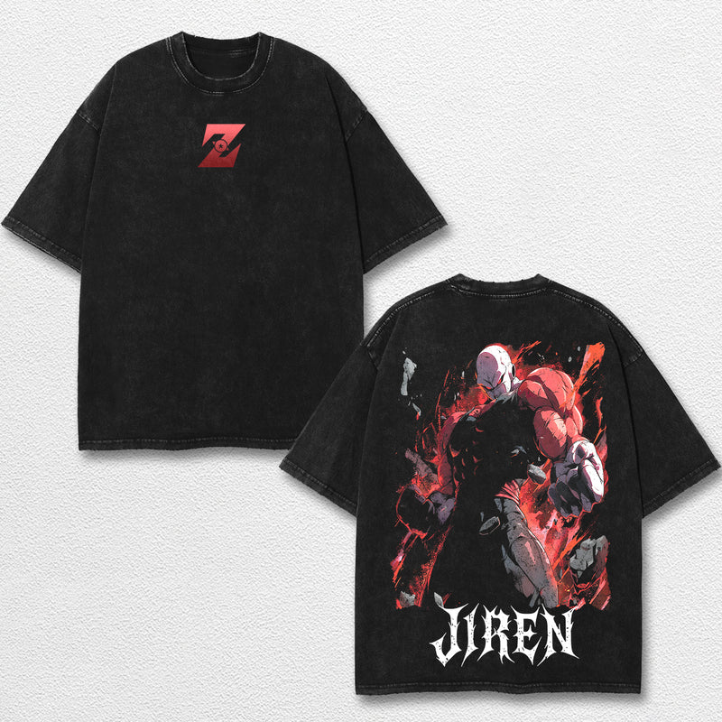 Retro Jiren - Dragon Ball Z Oversize Lightweight Acid Washed Hoodie Sweatshirt Tee, Anime Graphic Design Unisex Top Cotton Streetwear Shirt Clothes
