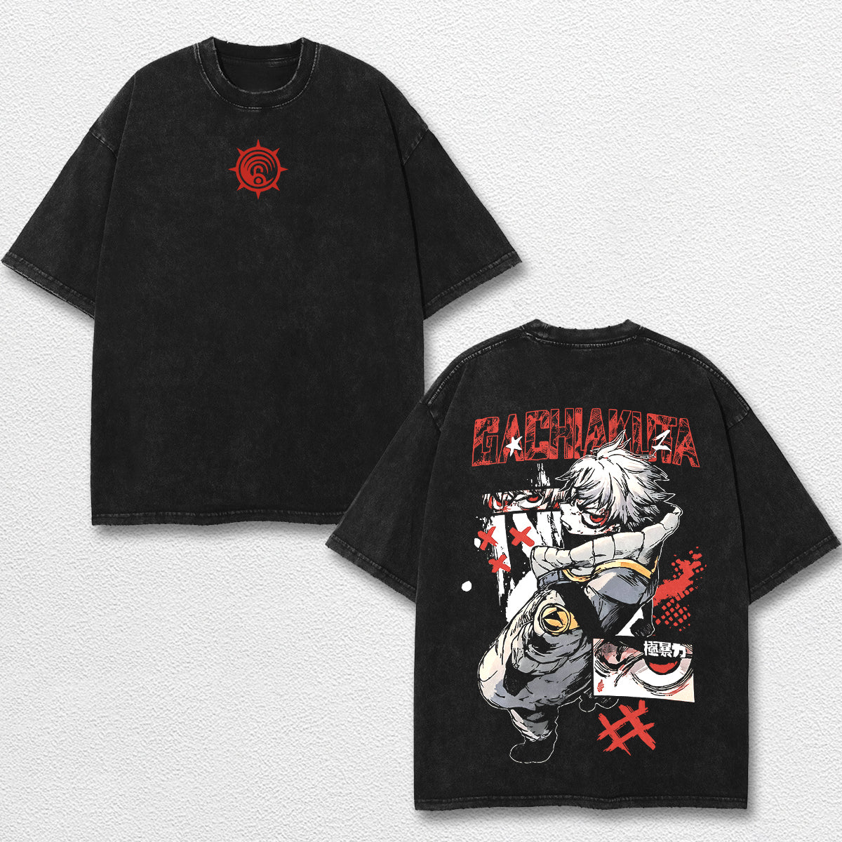 Retro Rudo - Gachiakuta Oversize Lightweight Acid Washed Hoodie Sweatshirt Tee, Anime Graphic Design Unisex Top Cotton Streetwear Shirt Clothes