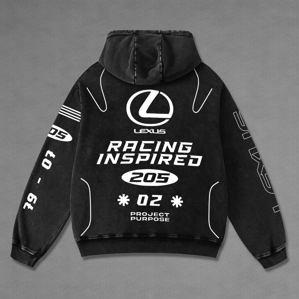 Lexus 205 Biker Hoodie Washed Vintage MotoGP Racing Streetwear, Motorcycle Graphic Hoodie Unisex, Designed for Motor Fans, Sportbike Culture, Speed Lovers & Urban Motorbike Style