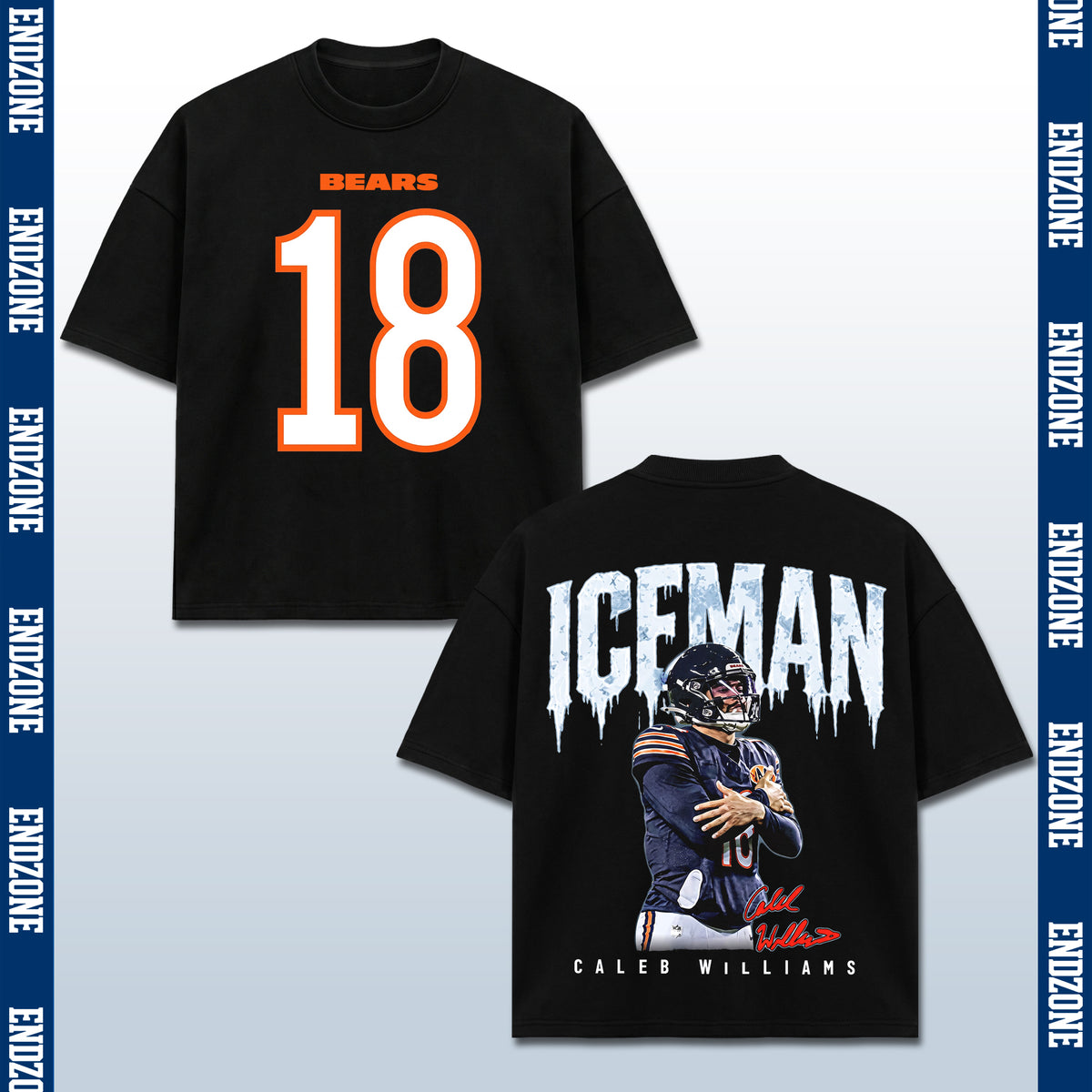 Caleb Williams Chicago Bears #18 Iceman Vintage Graphic Hoodie Sweatshirt T-Shirt, NFL Football Season Apparel, C. Williams CW18 QB1 Legend Retro Streetwear Tee, Chicago Football Fan Gift