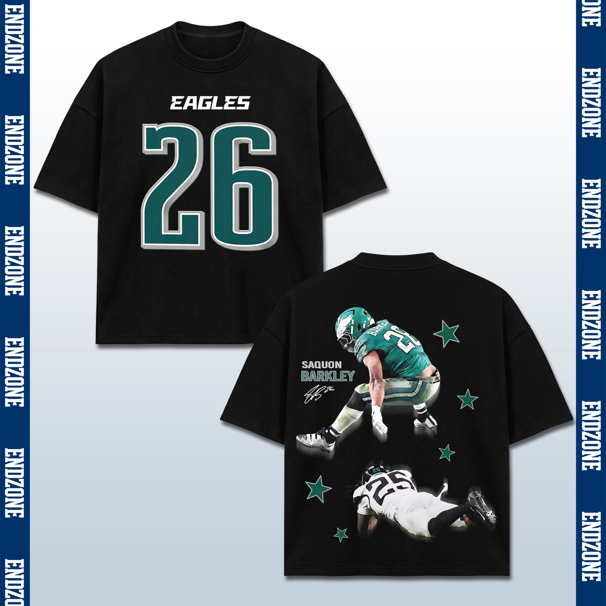 Saquon Barkley Philadelphia Eagles #26 Reverse Hurdle Action Vintage Graphic Hoodie Sweatshirt T-Shirt, NFL Football Season Apparel, S. Barkley SB26 All-Pro Legend Retro Streetwear Tee, Philadelphia Football Fan Gift