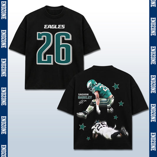 Saquon Barkley Philadelphia Eagles #26 Reverse Hurdle Action Vintage Graphic Hoodie Sweatshirt T-Shirt, NFL Football Season Apparel, S. Barkley SB26 All-Pro Legend Retro Streetwear Tee, Philadelphia Football Fan Gift