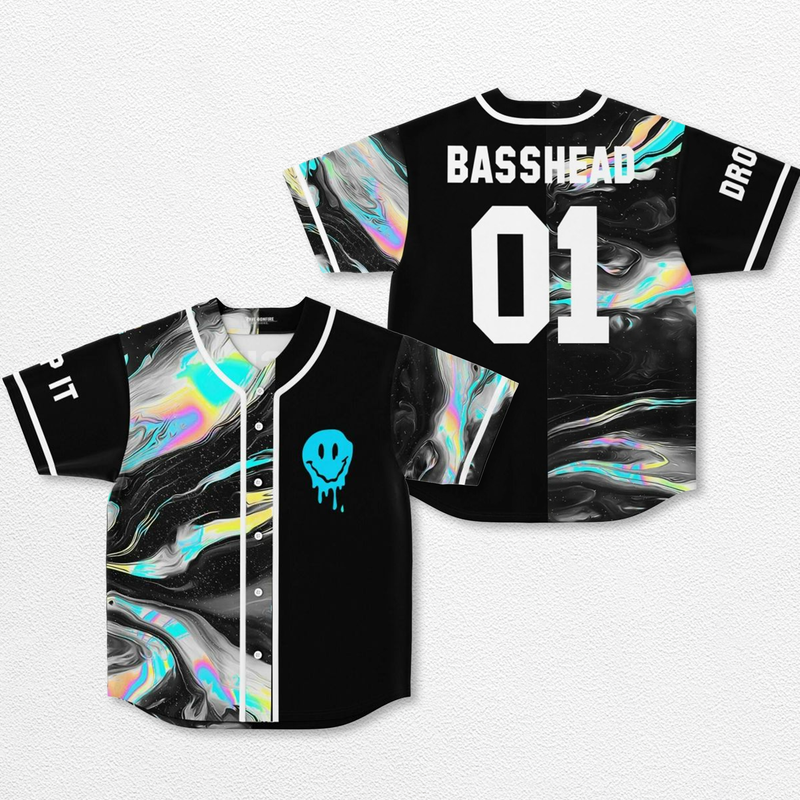 Basshead Drop It Baseball Jersey, EDM Festival Family Gift, Unisex Breathable Men's Jersey, 420 Lover Graphic Shirt, Gift For Jersey Fan EDM Electronics Music