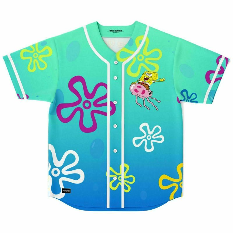 SpongeBob SquarePants Baseball Jersey, EDM Festival Family Gift, Unisex Breathable Men's Jersey, 420 Lover Graphic Shirt, Gift For Jersey Fan EDM Electronics Music