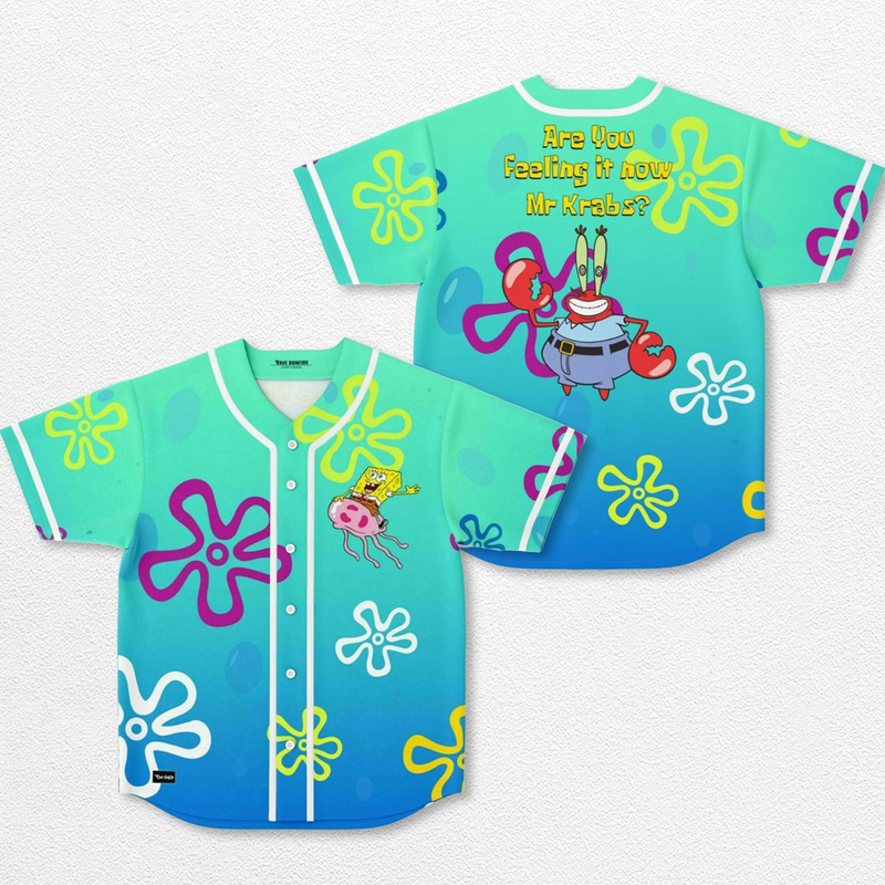 SpongeBob SquarePants Baseball Jersey, EDM Festival Family Gift, Unisex Breathable Men's Jersey, 420 Lover Graphic Shirt, Gift For Jersey Fan EDM Electronics Music