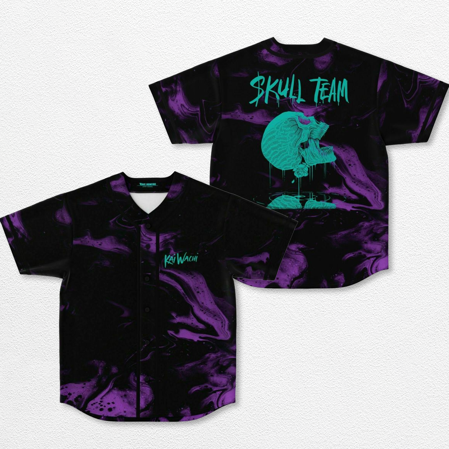 Kai Wachi Skull Team Baseball Jersey, EDM Festival Family Gift, Unisex Breathable Men's Jersey, 420 Lover Graphic Shirt, Gift For Jersey Fan EDM Electronics Music