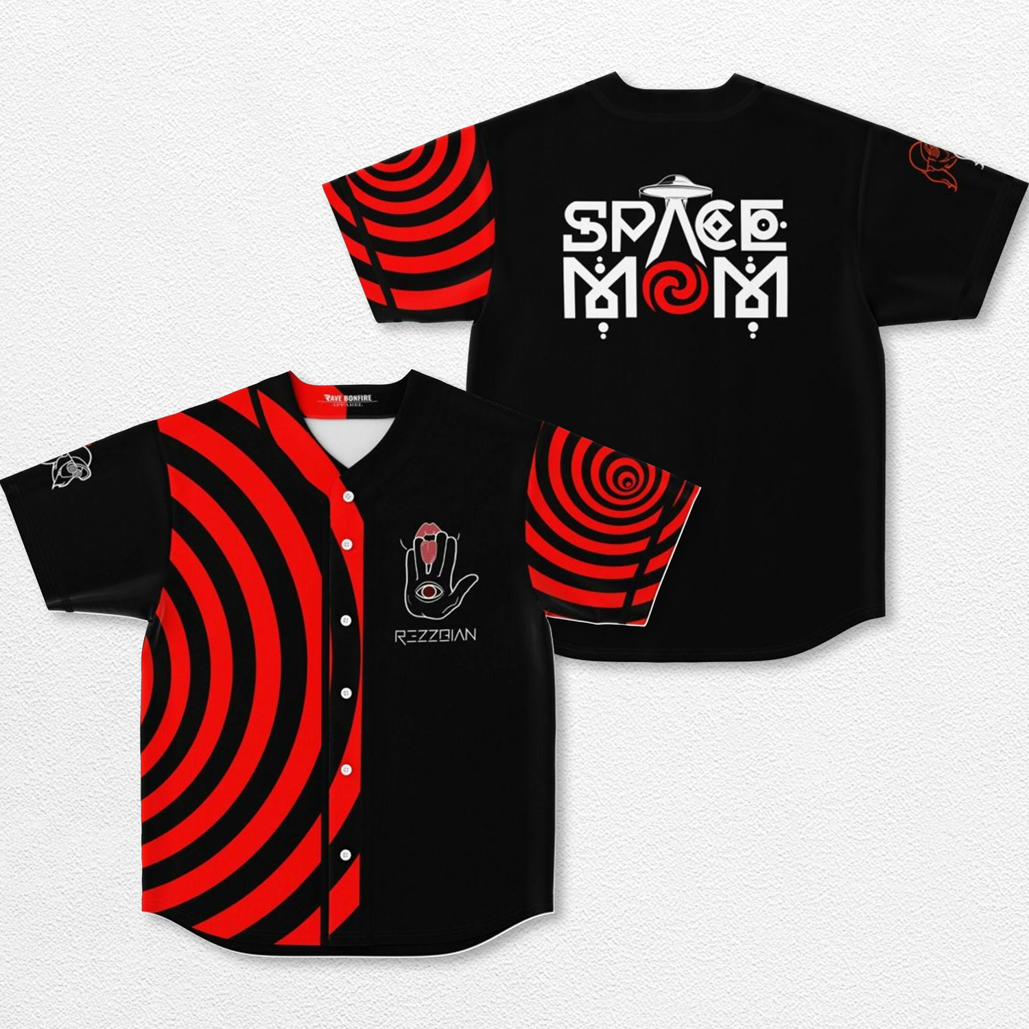 Rezzbian SpaceMom Baseball Jersey, EDM Festival Family Gift, Unisex Breathable Men's Jersey, 420 Lover Graphic Shirt, Gift For Jersey Fan EDM Electronics Music