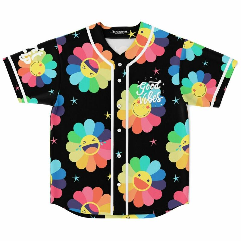 Good Vibes In My Mind Baseball Jersey EDM Festival Family Gift, Unisex Breathable Men's Jersey, 420 Lover Graphic Shirt, Gift For Jersey Fan EDM Electronics Music