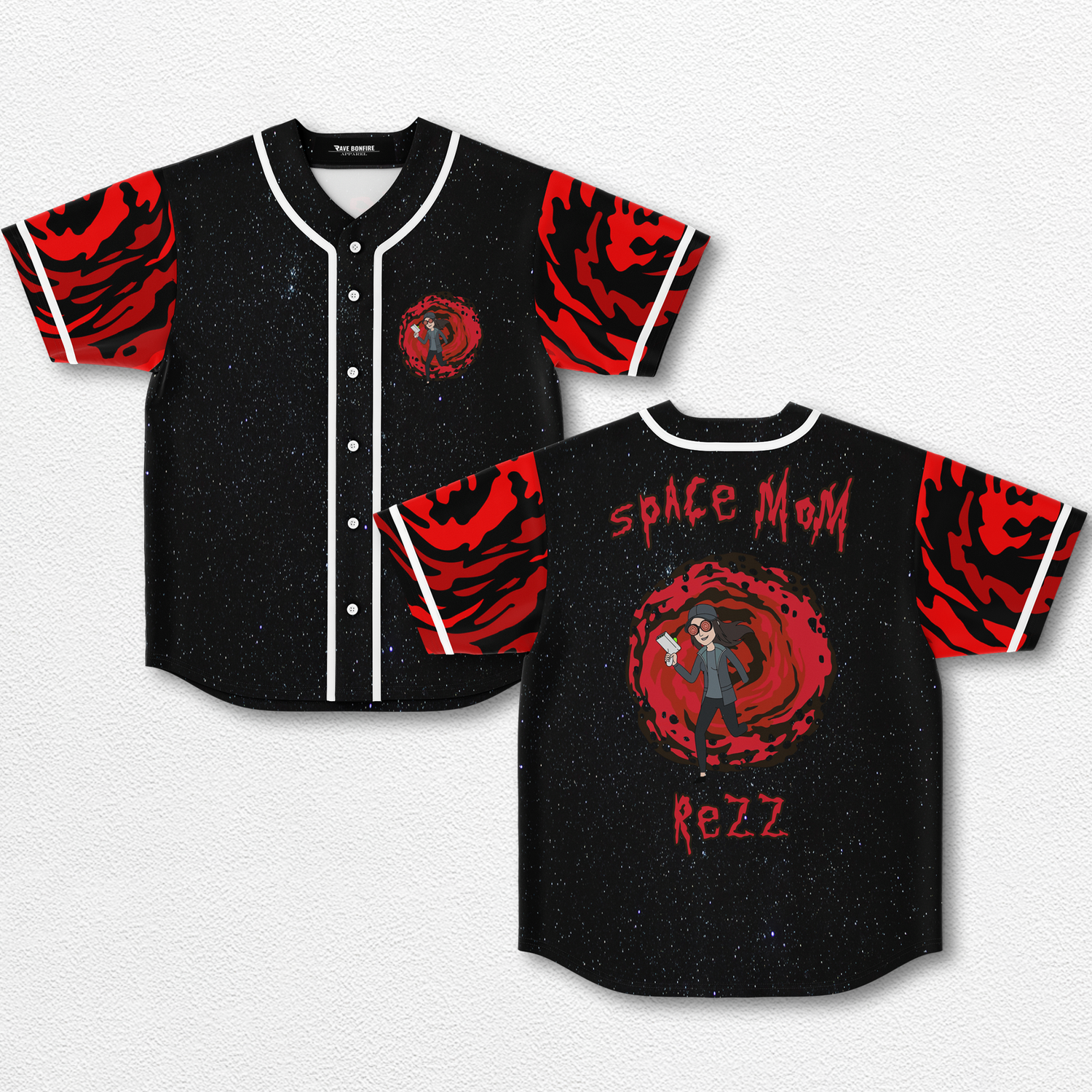 Space Mom Rezz Baseball Jersey EDM Music Shirt, EDM Festival Family Gift, Unisex Breathable Men's Jersey, 420 Lover Graphic Shirt, Gift For Baseball Fan EDM Electronics Music