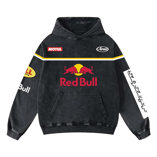 Retro Redbull Alpinestars Racing Washed Hoodie MotoGP World Champion Enthusiast Apparel Streetwear Racing Team Super Motorsports Clothing Riders Motocross Off-Road Dirt Bike Fan Gear Cotton For Moto Fan